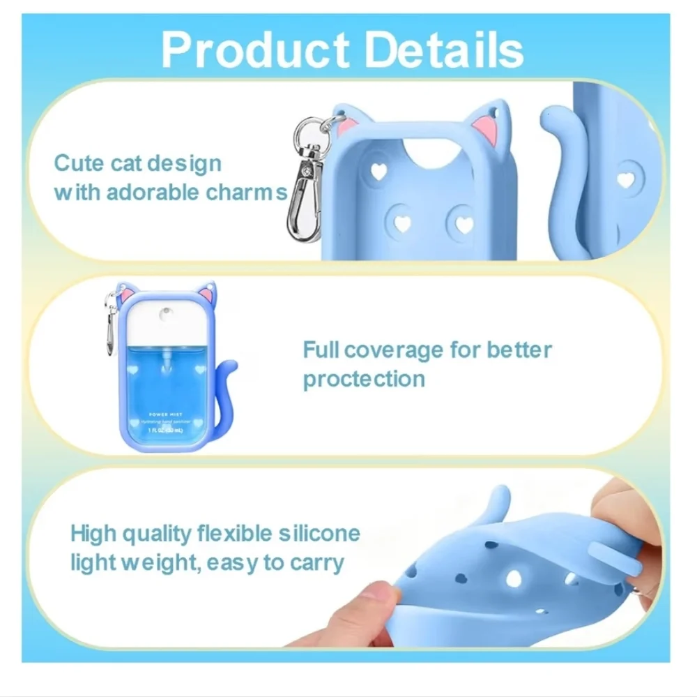 Cat Silicone Case for Touchland Hand Sanitizer Spray NURSE - Picture 6 of 9